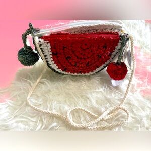 Brand new with tags Cute Watermelon Woven Bag Embroidery Mini Straw Bag...